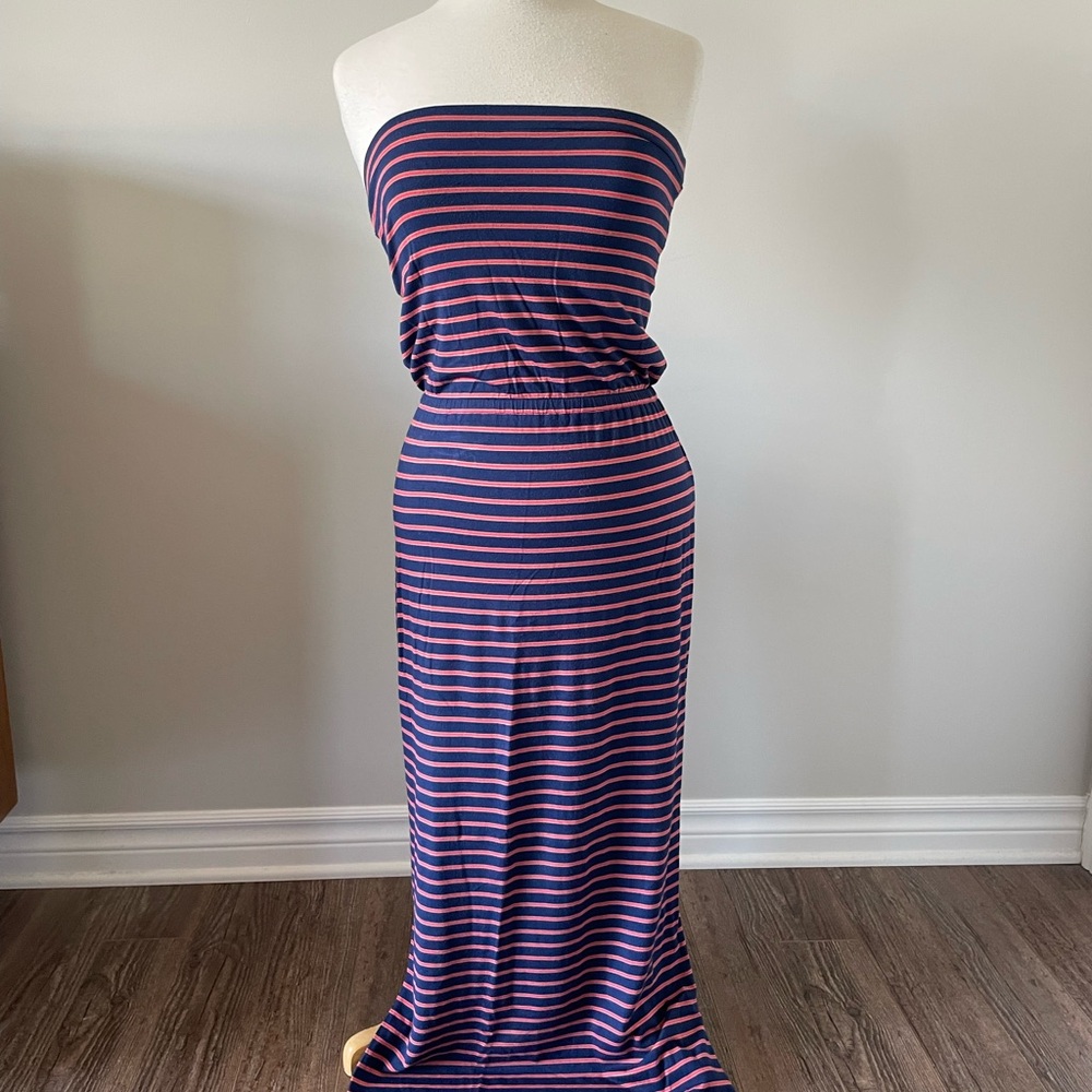Madewell Navy and Pink Striped Dress